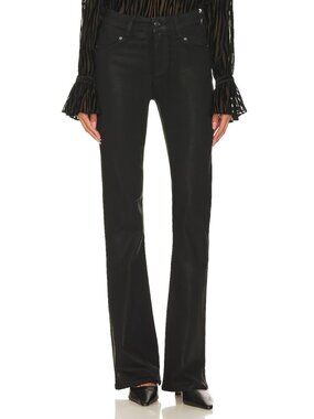 NWT Paige High Rise Laurel Canyon in Black Fog Luxe Coating Bootcut Jeans 30